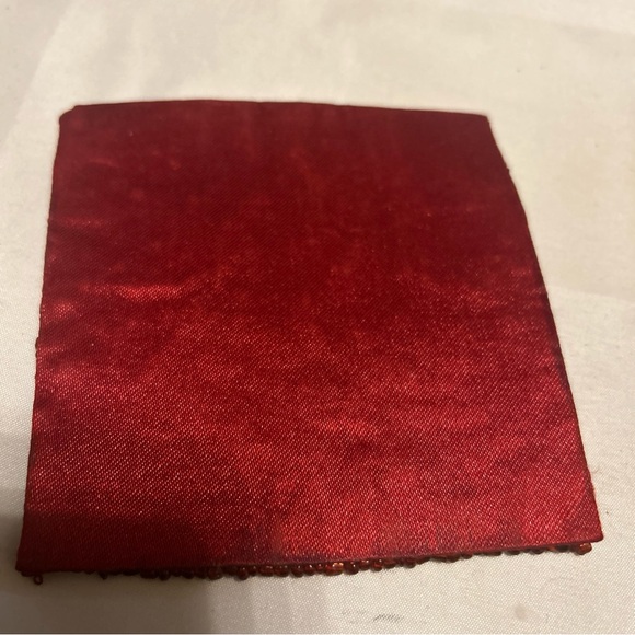 4 Glass Bead Beaded Square Red Coasters 4" x 4" Preloved For Coffee Table Office - Picture 7 of 9